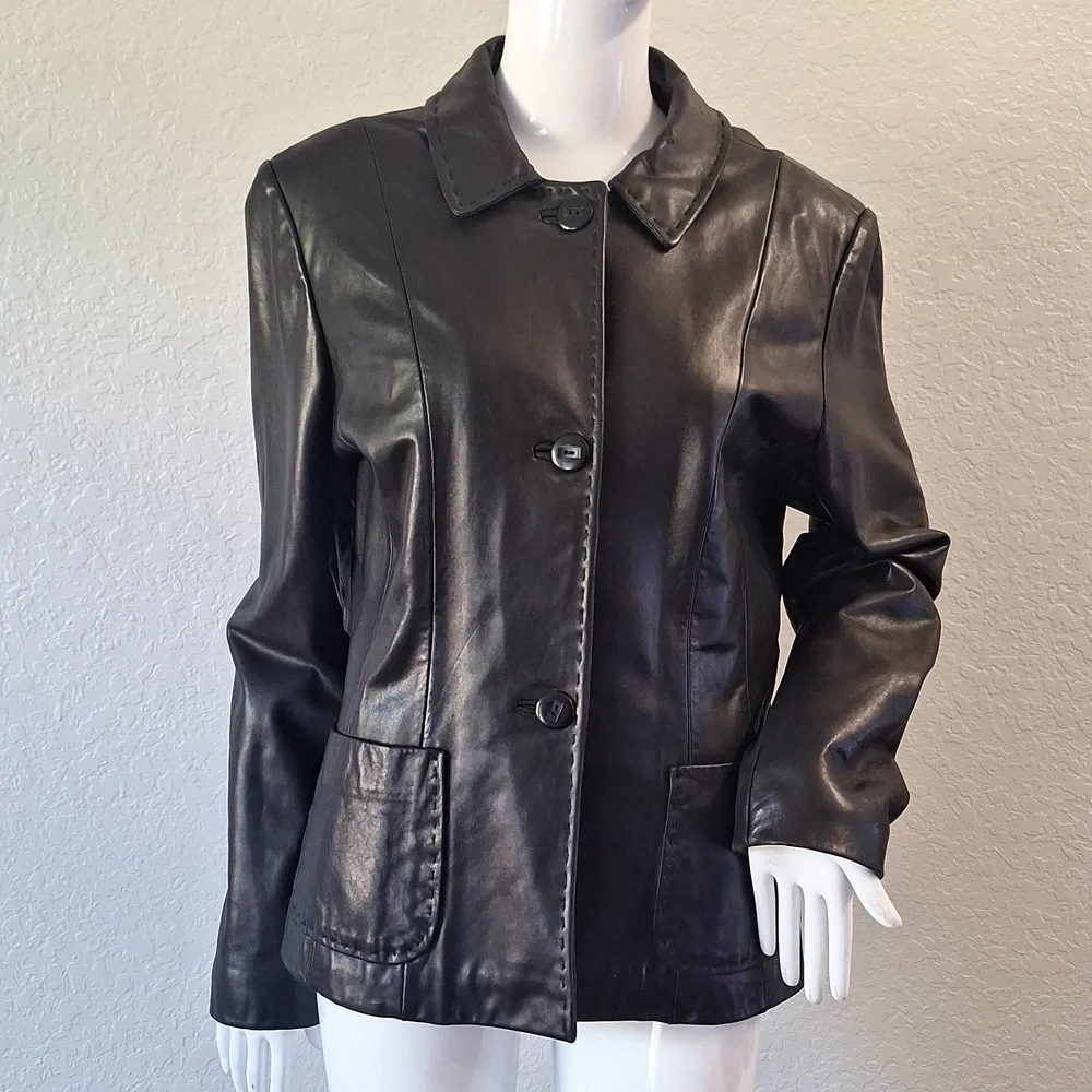 Jones New York Black lamb skin Jacket - Picture 13 of 13